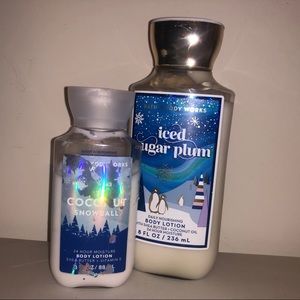 🔥 5/$50 Bath & Body Works ICED SUGAR PLUM & FROSTED COCONUT SNOWBALL Lotion Lot